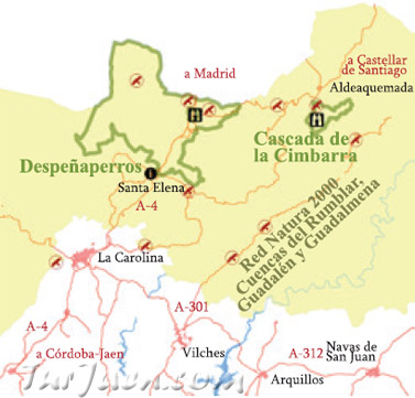 Mapa Parque Natural Despeñaperros y Cascada de la Cimbarra