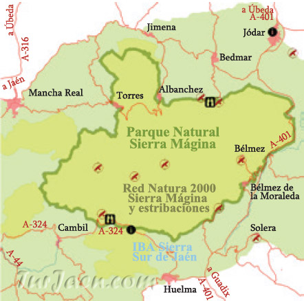Mapa Parque Natural Sierra Mágina y comarca